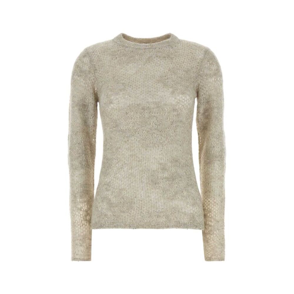 Brunello Cucinelli Women Sand Stretch Crochet Sweater